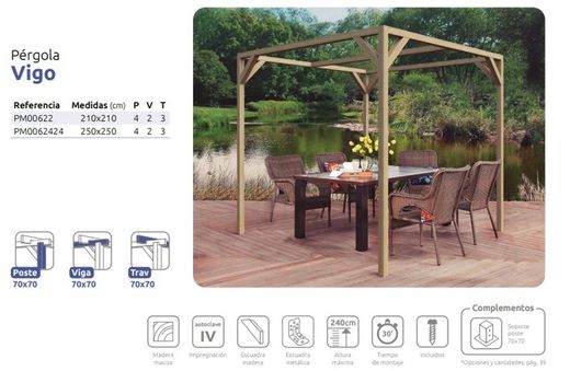 Pérgula VIGO em madeira maciça com tratamento de Autoclave A4 + Parafusos INCLUÍDOS