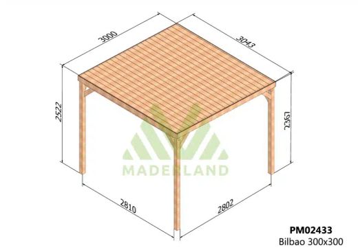 Pergola semicubierta BILBAO - tornilleria INCLUIDA