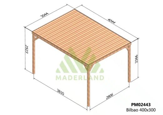 Pergola semicubierta BILBAO - tornilleria INCLUIDA
