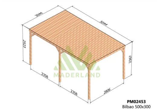 Pergola semicubierta BILBAO - tornilleria INCLUIDA