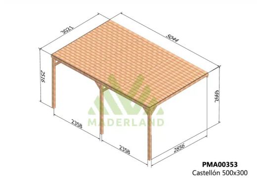 Pergola semicubierta CASTELLON - tornilleria INCLUIDA
