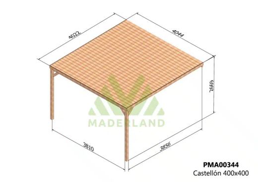 Pergola semicubierta CASTELLON - tornilleria INCLUIDA