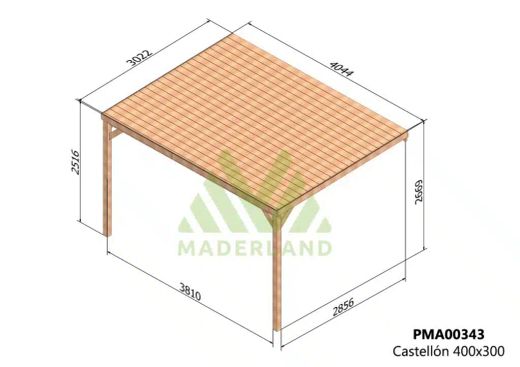 Pergola semicubierta CASTELLON - tornilleria INCLUIDA