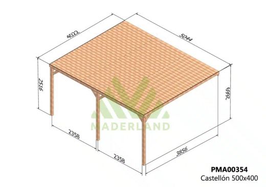 Pergola semicubierta CASTELLON - tornilleria INCLUIDA