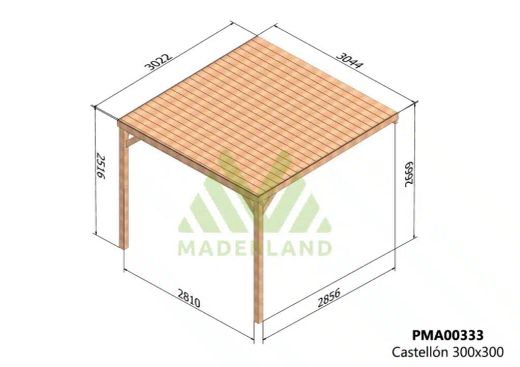 Pergola semicubierta CASTELLON - tornilleria INCLUIDA