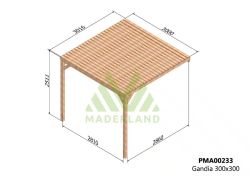 Pergola semicubierta GANDIA - tornilleria INCLUIDA
