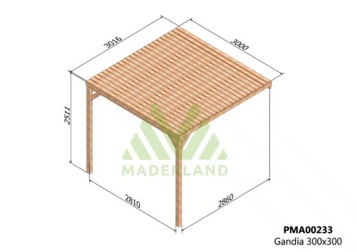 Pergola semicubierta GANDIA - tornilleria INCLUIDA