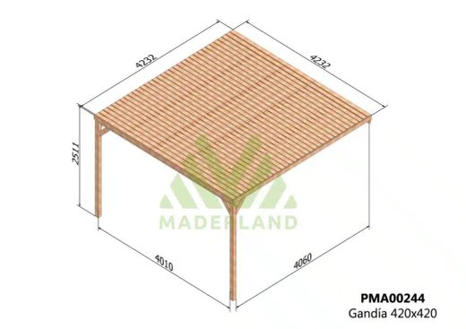 Pergola semicubierta GANDIA - tornilleria INCLUIDA