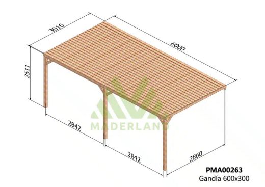 Pergola semicubierta GANDIA - tornilleria INCLUIDA