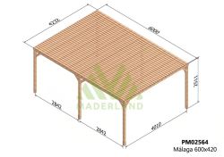 Pergola semicubierta MALAGA - tornilleria INCLUIDA