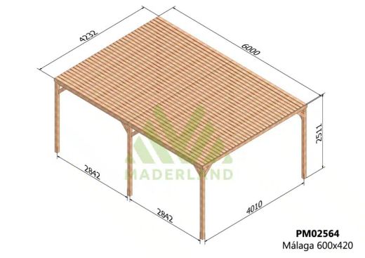 Pergola semicubierta MALAGA - tornilleria INCLUIDA