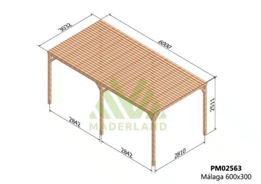 Pergola semicubierta MALAGA - tornilleria INCLUIDA