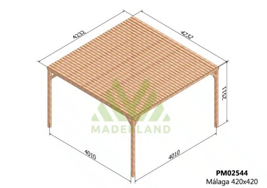 Pergola semicubierta MALAGA - tornilleria INCLUIDA