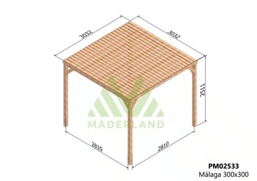Pergola semicubierta MALAGA - tornilleria INCLUIDA