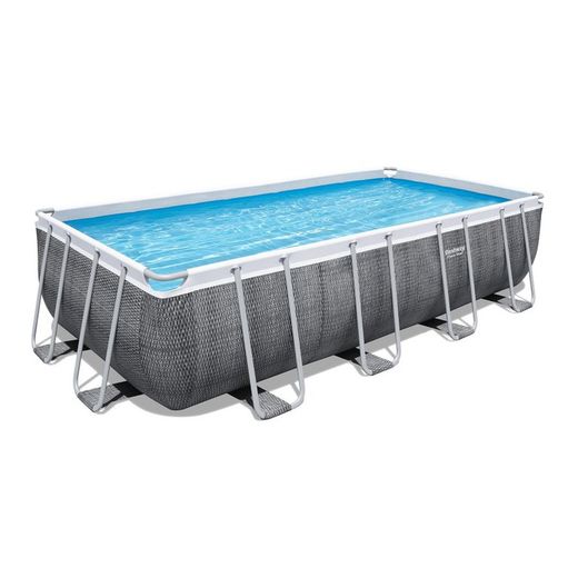 Piscina Bestway Rectangular Frame RATTAN 488 X 244 X 122 cm + depuradora cartucho + escalera + cobertor 11.532 litros 56996