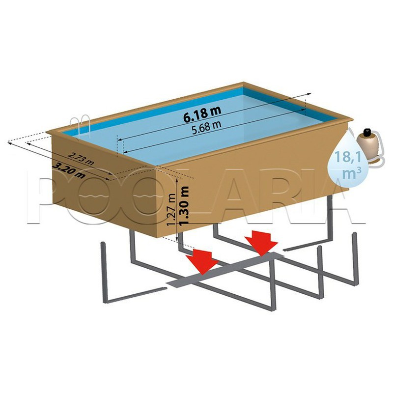 OFERTA - Piscina de madera rectangular modelo Sunbay, fabricante GRE