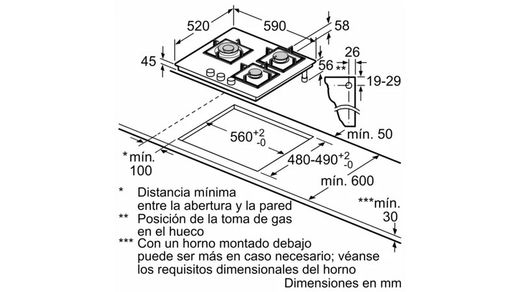 Placa de cocina EP6A6CB20, Placa de gas Siemens Negro