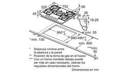 Placa de cocina EP7A6QB90 Placa de gas Siemens Negro