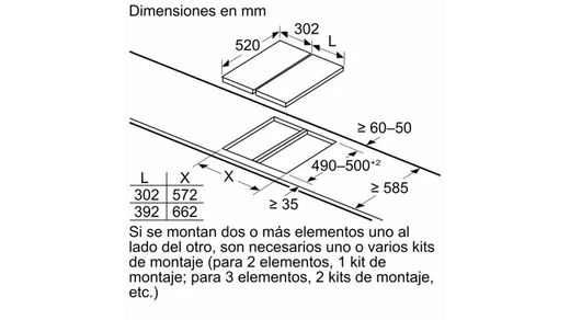 Placa de cocina modular Induccion SIEMENS EX375FXB1E Placa dominó