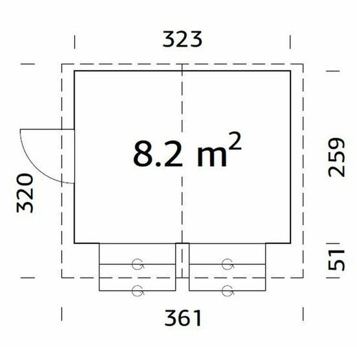 Quiosco de madera Palmako stella 8.2 m2 323 x 259 cm eld16-3226