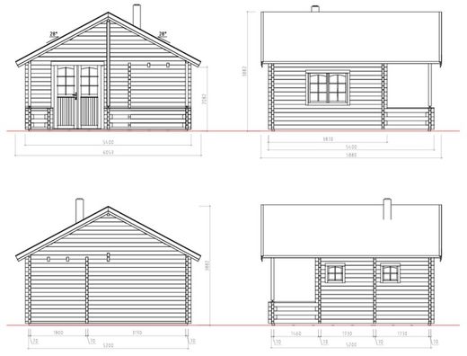 Sauna leila 1 Palmako 33 m2 madera maciza 70 mm