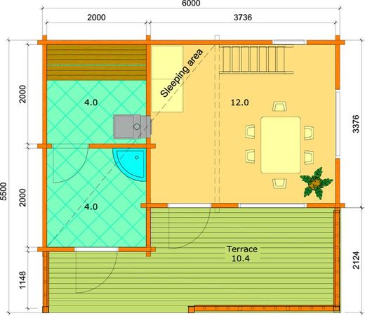 Sauna leila 2 Palmako 44,9 m2 bois massif 70 mm