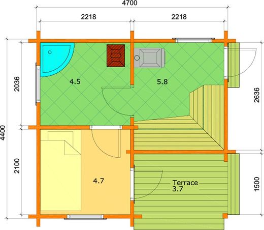 Sauna sofia Palmako 18.7 m2 madera maciza 44 mm