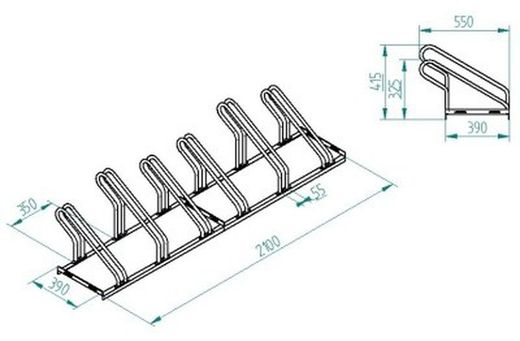 Soporte 6 bicicletas 210 x 55 cm 13069