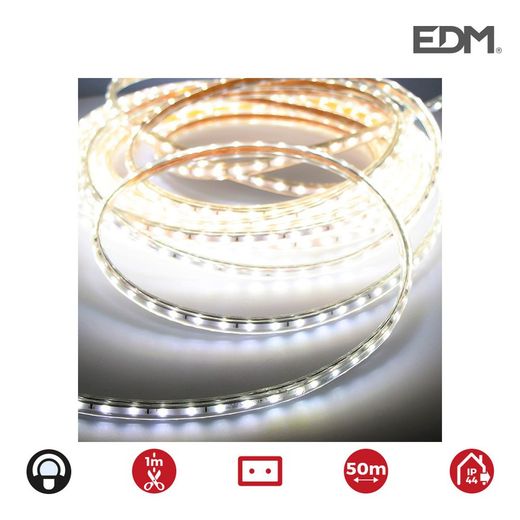 Tira de led  12mm grosor 60leds/m 4,2w/m blanco frio ip44 6.400k edm 220-240v (uso interior-exterior)  euro/mts