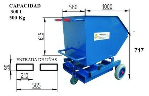 Funil basculante 300 L com torneira