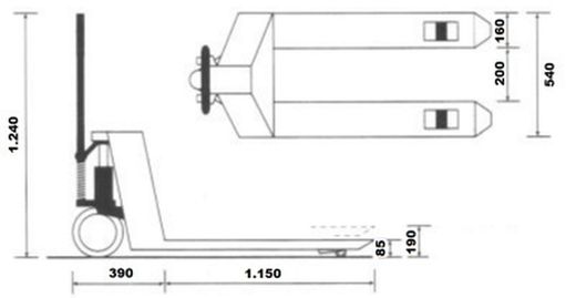 Transpalette 4000 kg clous 1150 x 540 10062