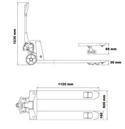 Transpalette extra plat hauteur 35 mm 10054-B