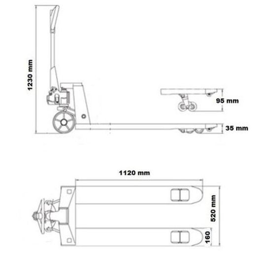 Transpalette extra plat hauteur 35 mm 10054-B
