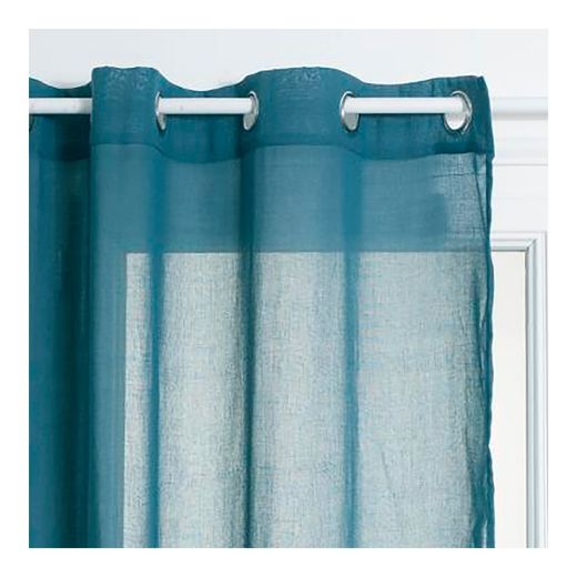 Visillo con ollaos color azul turquesa 140x240cm